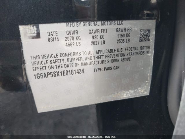 1G6AP5SX1E0181434 Cadillac Cts Standard