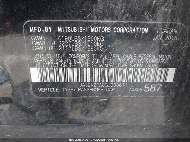 JA32V2FW8GU008611 Mitsubishi Lancer Se