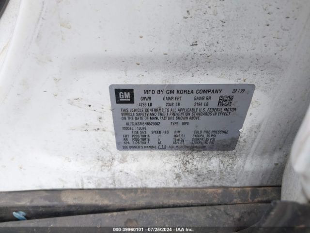 KL7CJKSM6NB525062 Chevrolet Trax Fwd Ls