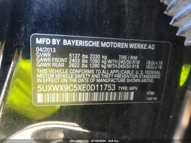 5UXWX9C5XE0D11753 BMW X3 Xdrive28i