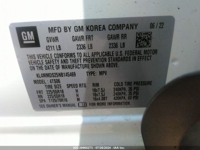 KL4MMDS25NB145469 Buick Encore Gx Fwd Select