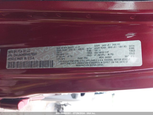 1C4HJXDN9MW679591 Jeep Wrangler Unlimited Sport Altitude 4x4