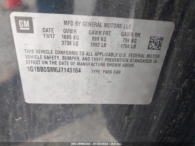 Chevrolet Cruze Ls Manual 2018 1G1BB5SM6J7143164 Image 9