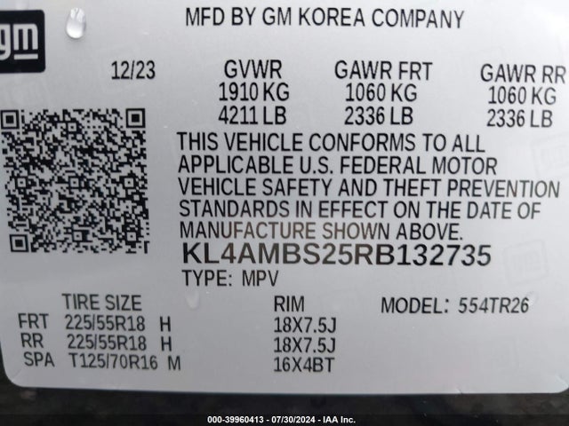 KL4AMBS25RB132735 Buick Encore Gx Preferred Fwd
