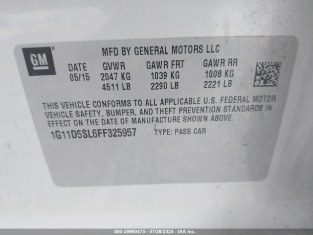 1G11D5SL6FF325957 Chevrolet MALIBU 2LT