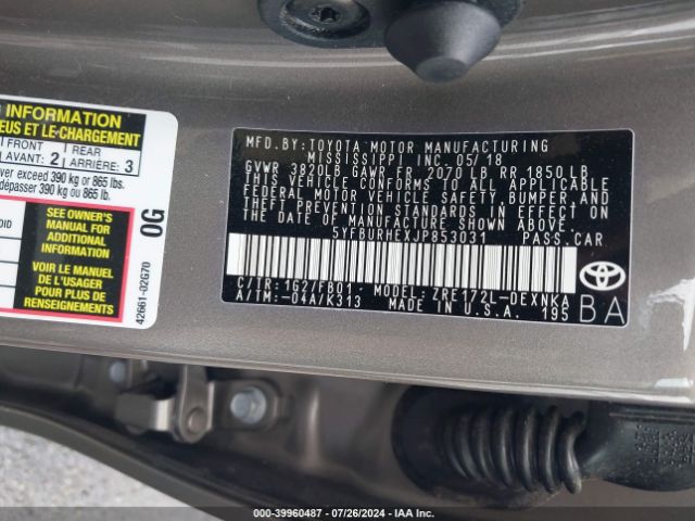 5YFBURHEXJP853031 Toyota Corolla L/le/se/xle/xse