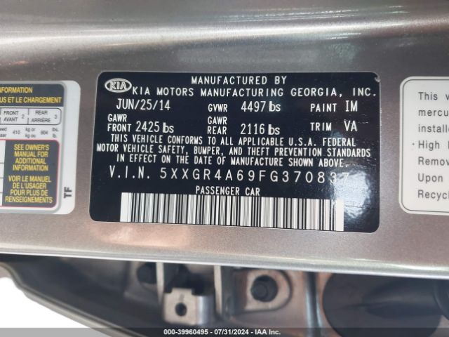 5XXGR4A69FG370837 KIA Optima