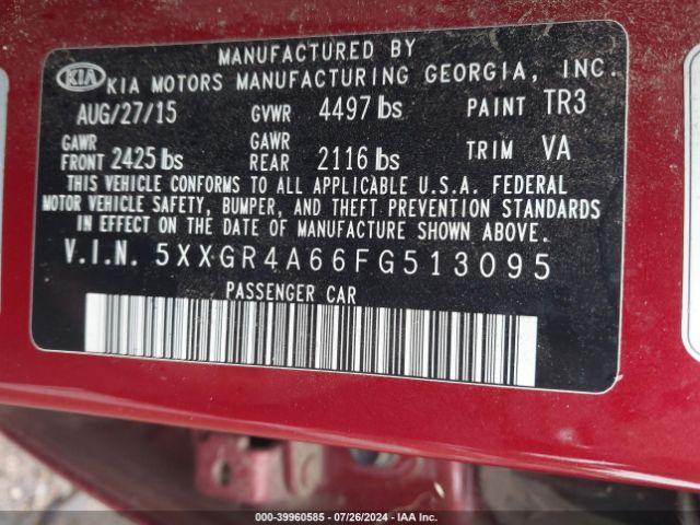 5XXGR4A66FG513095 KIA Optima Sx Turbo