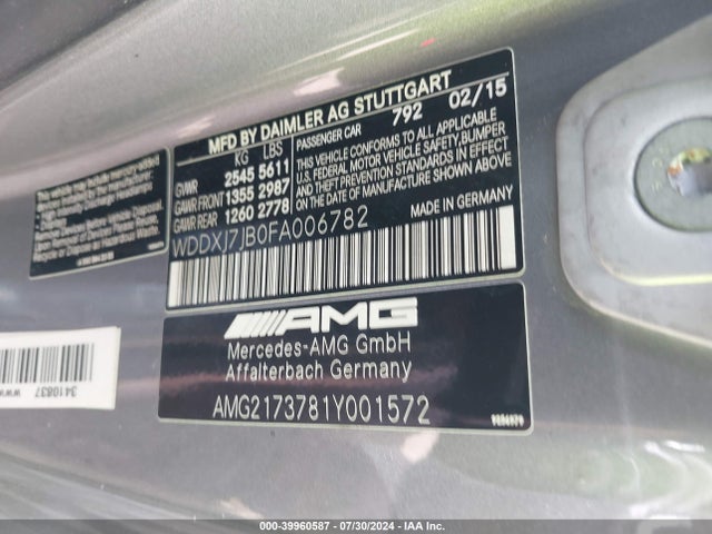 WDDXJ7JB0FA006782 Mercedes-Benz S 63 Amg 4matic