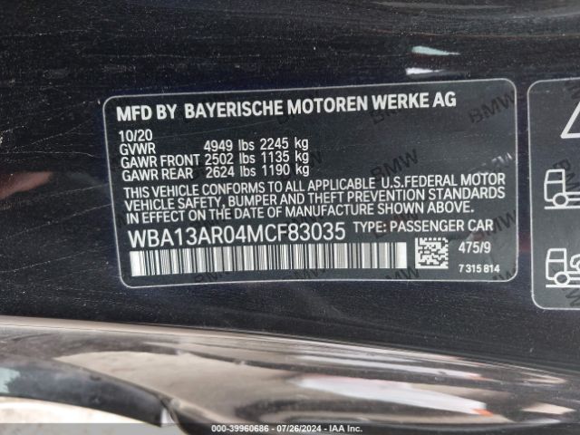 WBA13AR04MCF83035 BMW M440i Xdrive