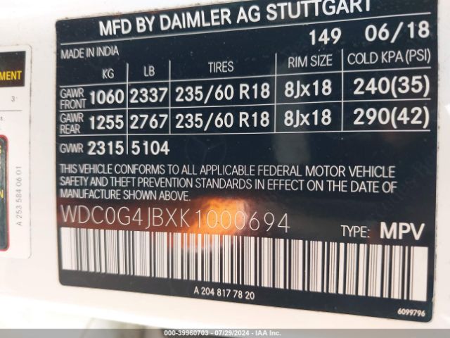 WDC0G4JBXK1000694 Mercedes-Benz GLC 300