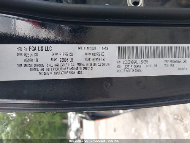 Dodge Charger Sxt Rwd 2020 2C3CDXBG4LH100689 Image 9