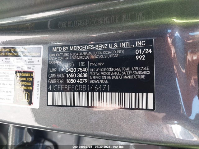 Mercedes-Benz Gls 580 4matic 2024 4JGFF8FE0RB146471 Image 9
