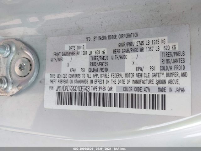 JM1NDAD72G0106743 Mazda Mx-5 Miata Grand Touring