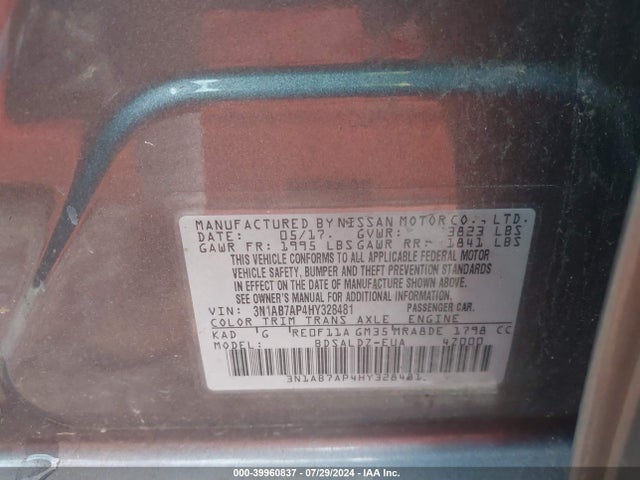 3N1AB7AP4HY328481 Nissan SENTRA SV