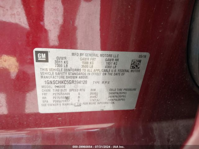 1GNSCHKC5GR394128 Chevrolet Suburban Lt