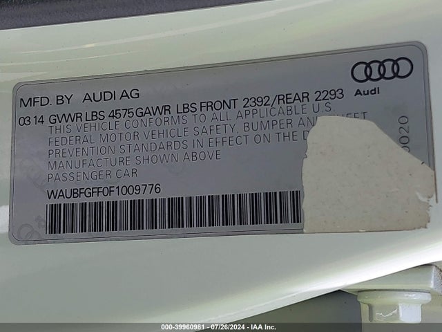 WAUBFGFF0F1009776 Audi A3 2.0t Premium