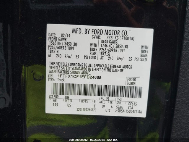 Ford F-150 Stx 2014 1FTFX1CF1EFB24665 Image 9
