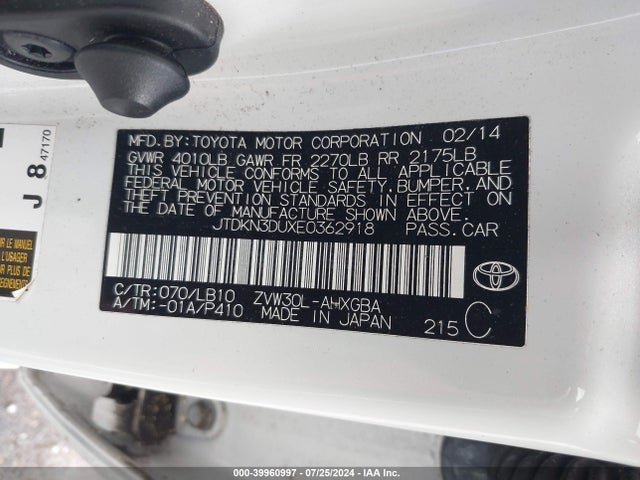 Toyota Prius Five/four/three/two 2014 JTDKN3DUXE0362918 Image 9