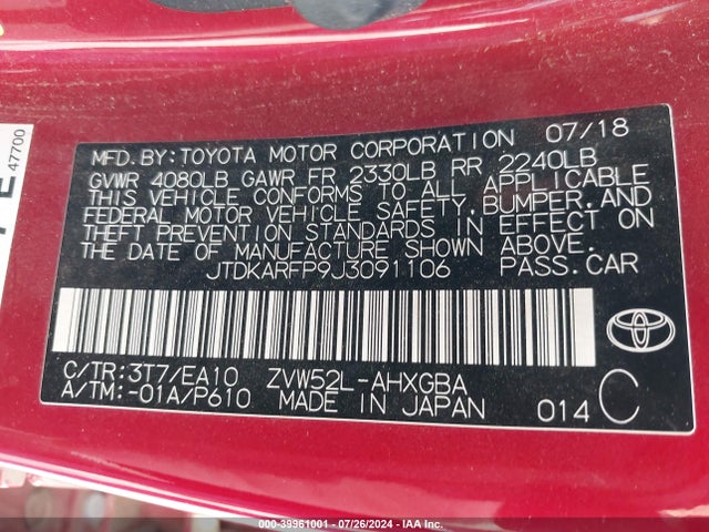 JTDKARFP9J3091106 Toyota Prius Prime Advanced