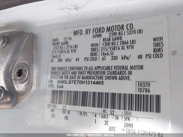 Ford Transit Connect Xl 2017 NM0LS7E70H1314465 Image 9