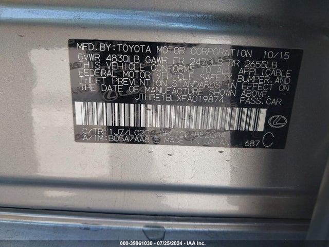Lexus Gs 350 Crafted Line 2015 JTHBE1BLXFA019874 Image 9