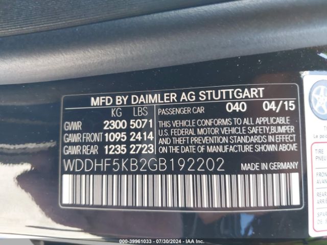 WDDHF5KB2GB192202 Mercedes-Benz E 350