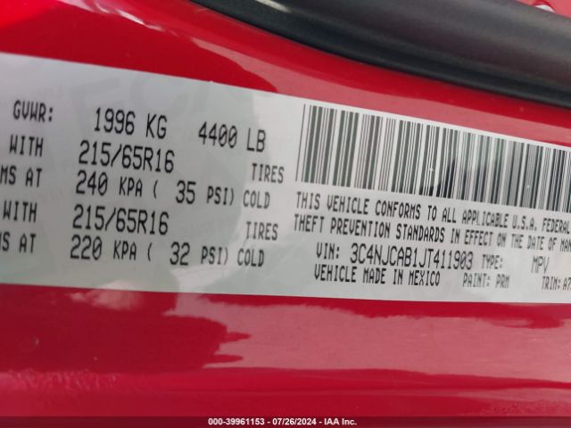 3C4NJCAB1JT411903 Jeep Compass Sport Fwd
