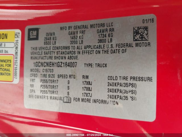 1GCNCNEH1GZ184007 Chevrolet Silverado 1500 Wt