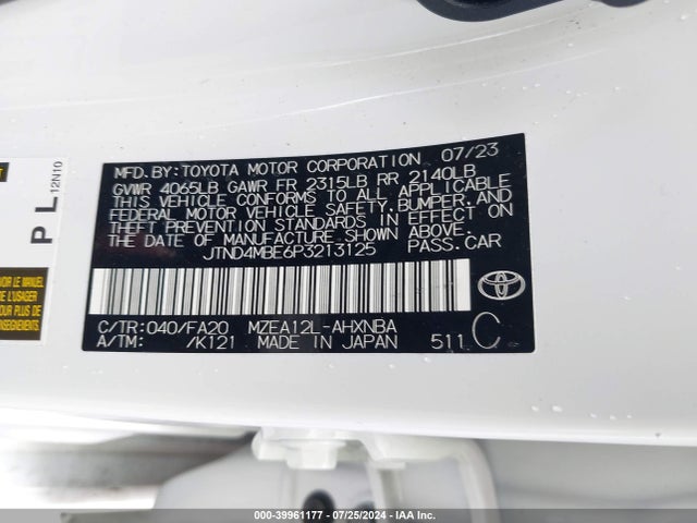 Toyota COROLLA SE 2023 JTND4MBE6P3213125 Image 9