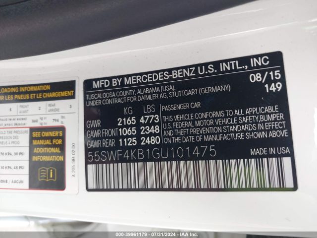 55SWF4KB1GU101475 Mercedes-Benz C 300 4matic/luxury 4matic/sport 4matic