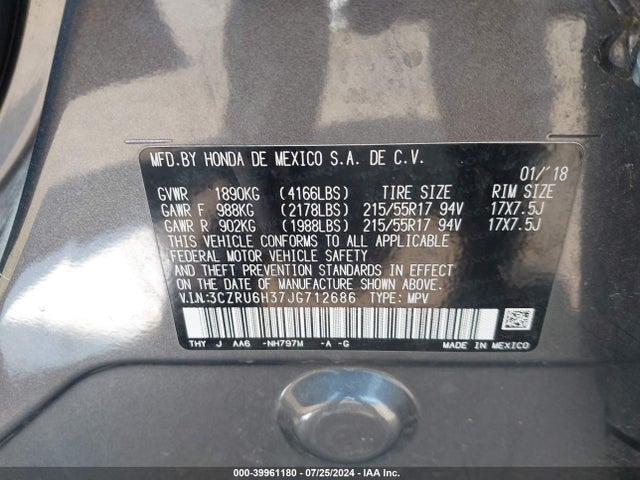 Honda HR-V LX 2018 3CZRU6H37JG712686 Image 9