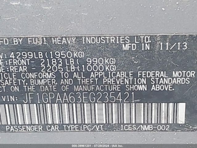 JF1GPAA63EG235421 Subaru Impreza 2.0i