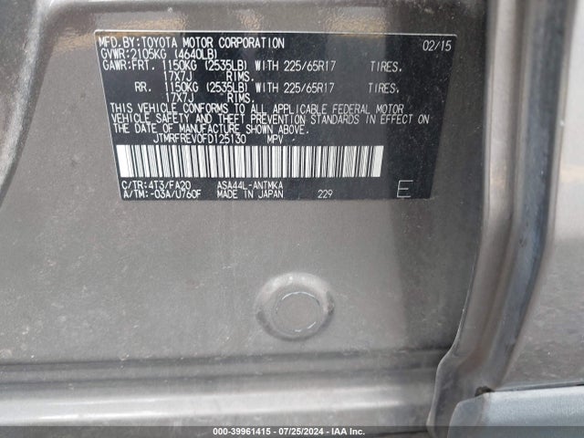 Toyota Rav4 Xle 2015 JTMRFREV0FD125130 Image 9