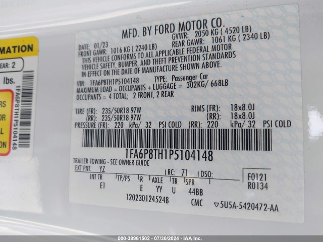 Ford Mustang Ecoboost Premium Fastback 2023 1FA6P8TH1P5104148 Image 9