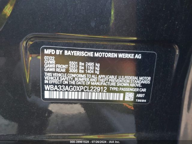 WBA33AG0XPCL22912 BMW 530e Xdrive