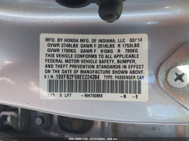19XFB2F59EE224384 Honda Civic Lx