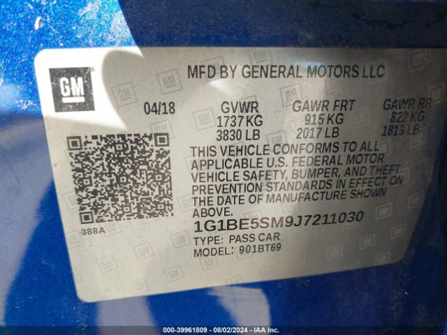 1G1BE5SM9J7211030 Chevrolet le2 -di: direct injection, vvt: variable valve timing, gen, alum