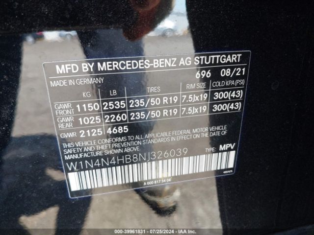 W1N4N4HB8NJ326039 Mercedes-Benz Gla 250 4matic