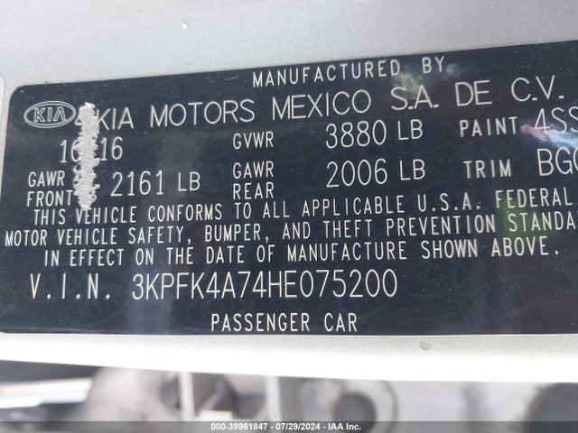 KIA FORTE LX 2017 3KPFK4A74HE075200 Image 9