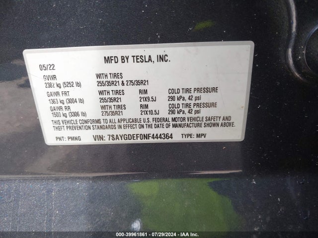 7SAYGDEF0NF444364 Tesla Model Y Performance Dual Motor All-wheel Drive