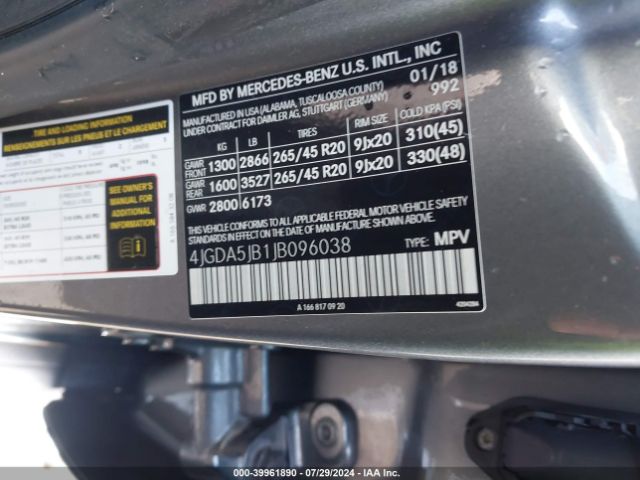 4JGDA5JB1JB096038 Mercedes-Benz GLE 350