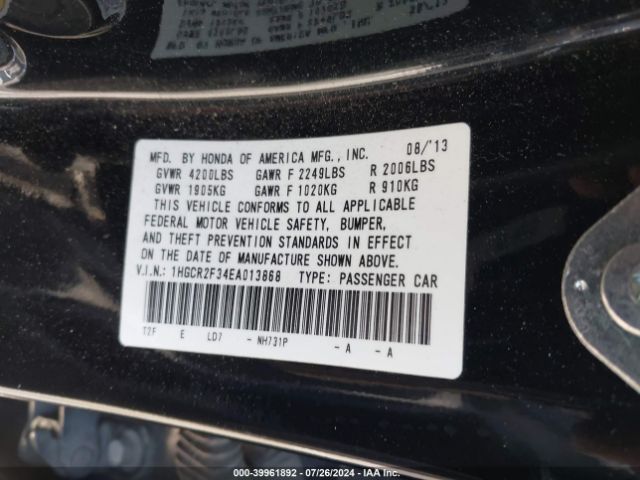 1HGCR2F34EA013868 Honda ACCORD LX
