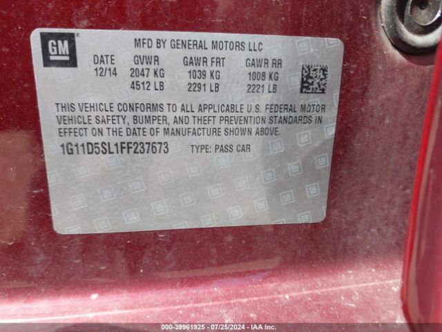 1G11D5SL1FF237673 Chevrolet MALIBU 2LT