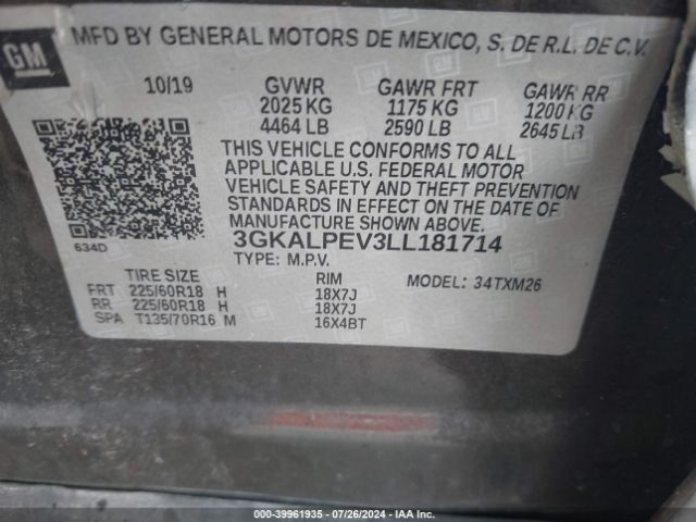 3GKALPEV3LL181714 GMC Terrain Fwd Slt