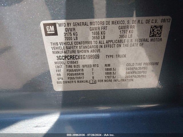 Chevrolet Silverado 1500 1lt 2014 3GCPCRECXEG198909 Image 9