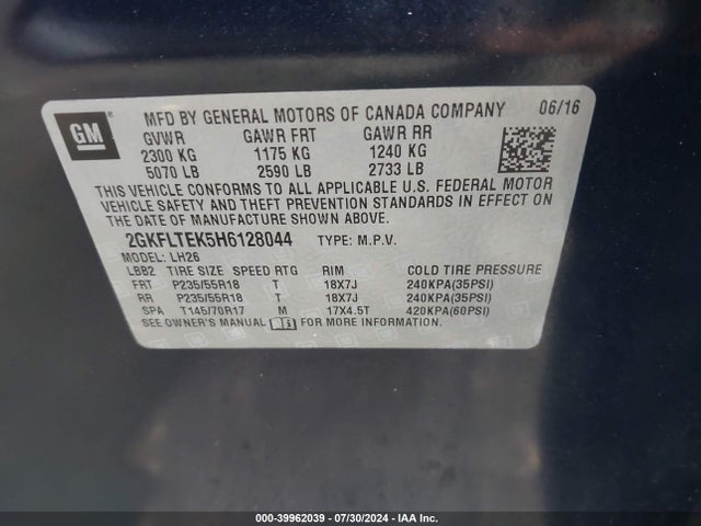 GMC Terrain Sle-2 2017 2GKFLTEK5H6128044 Image 9