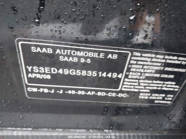 2008 SAAB 9-5 YS3ED49G583514494 Photo 8