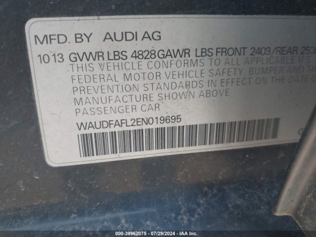 WAUDFAFL2EN019695 Audi A4 2.0t Premium