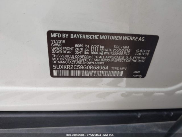 5UXKR2C59G0R68964 BMW X5 Sdrive35i